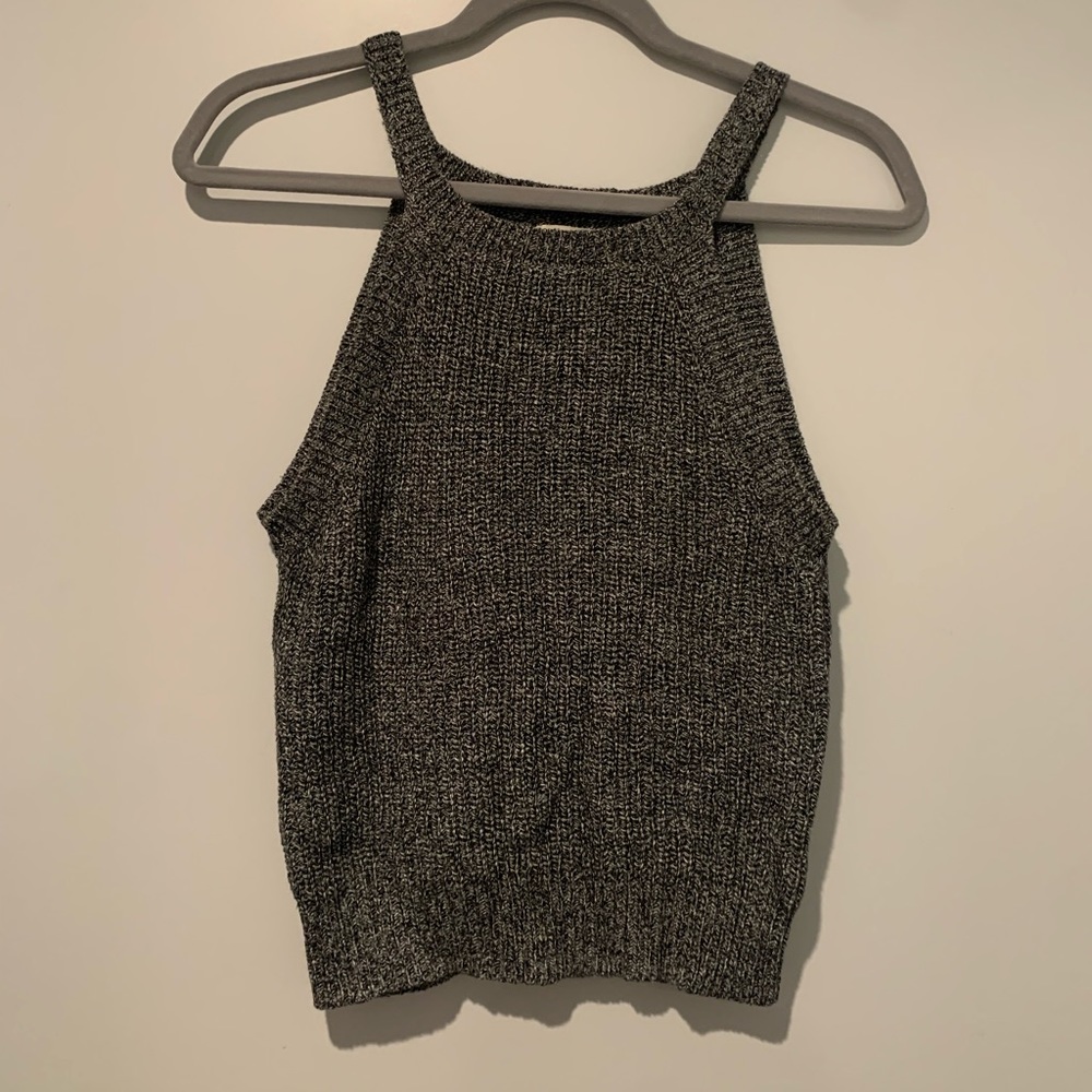 Gray Knit Halter Crop Top